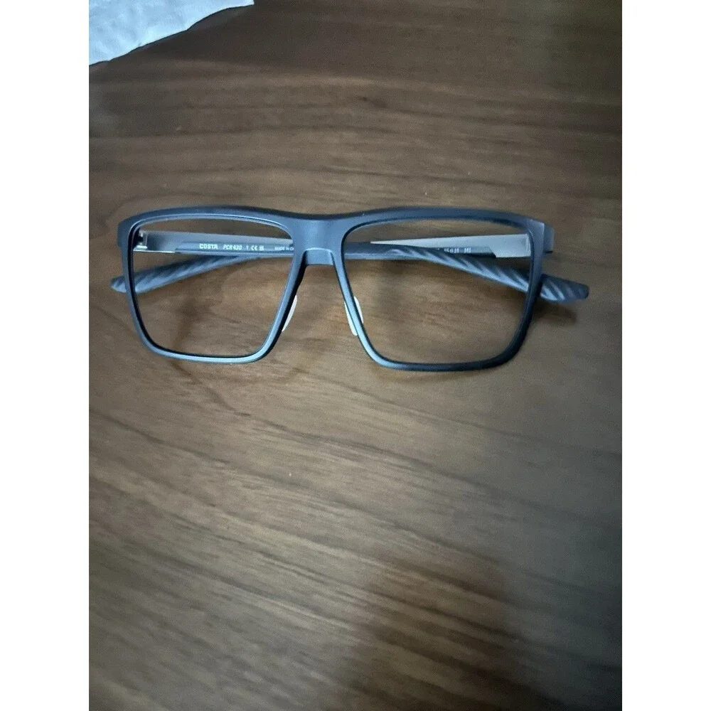 Costa PCR 430 Black Rectangular Full Rim Metal Eyeglass Frames 55-14 with case